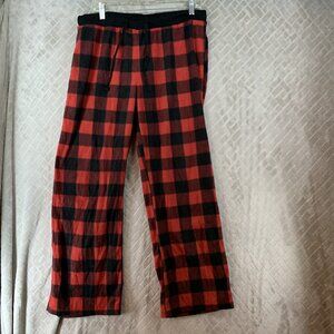 West Loop Womens L Pajama Bottoms Red Plaid Fleece Straight Leg High Rise